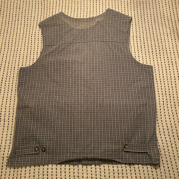 Palmetto 100% Cotton Button-Up Utility Vest – Blue Plaid Cotton - Picture 7 of 11